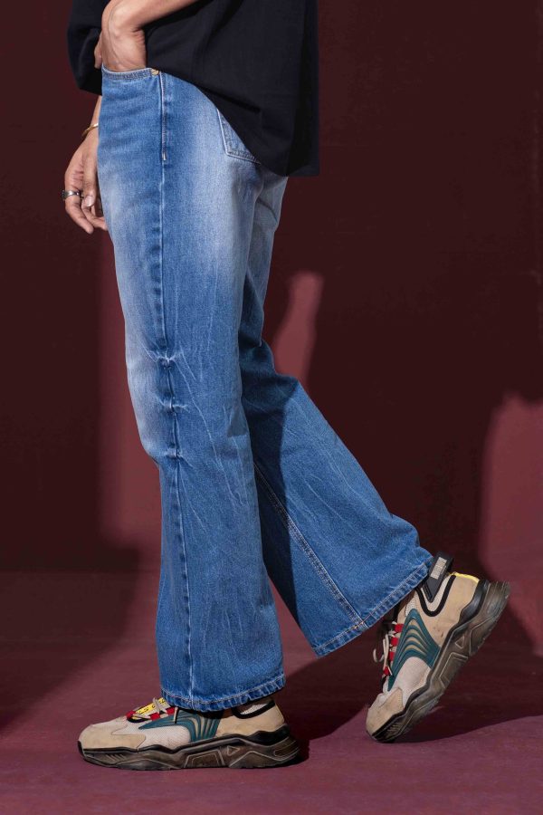 Tugra Blue Washed Bootcut Loose Fit Jeans - Image 4
